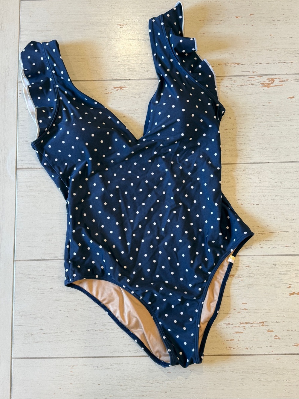 Sz 8 - Summersalt Ruffle Backflip Navy Polka Dot One-Piece